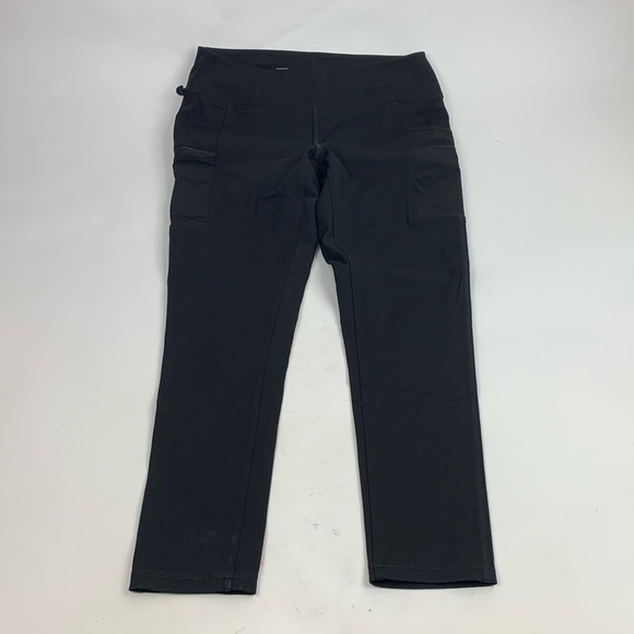 Carhartt Fitted Black Crop Capri leggings Sz Small Side Pockets Zip Compression - Picture 2 of 15